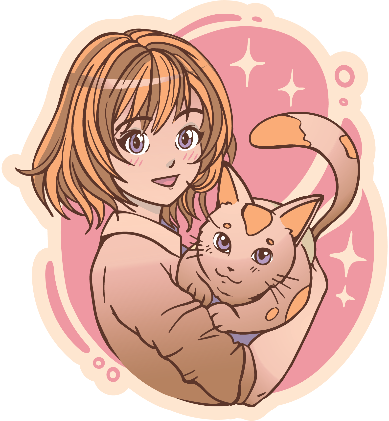 Anime girl hugging a cat Sticker – VulgrCo